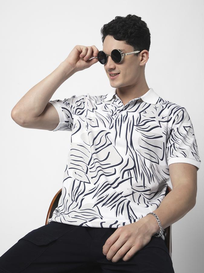 Floral Printed Polo T-Shirt with Short Sleeves