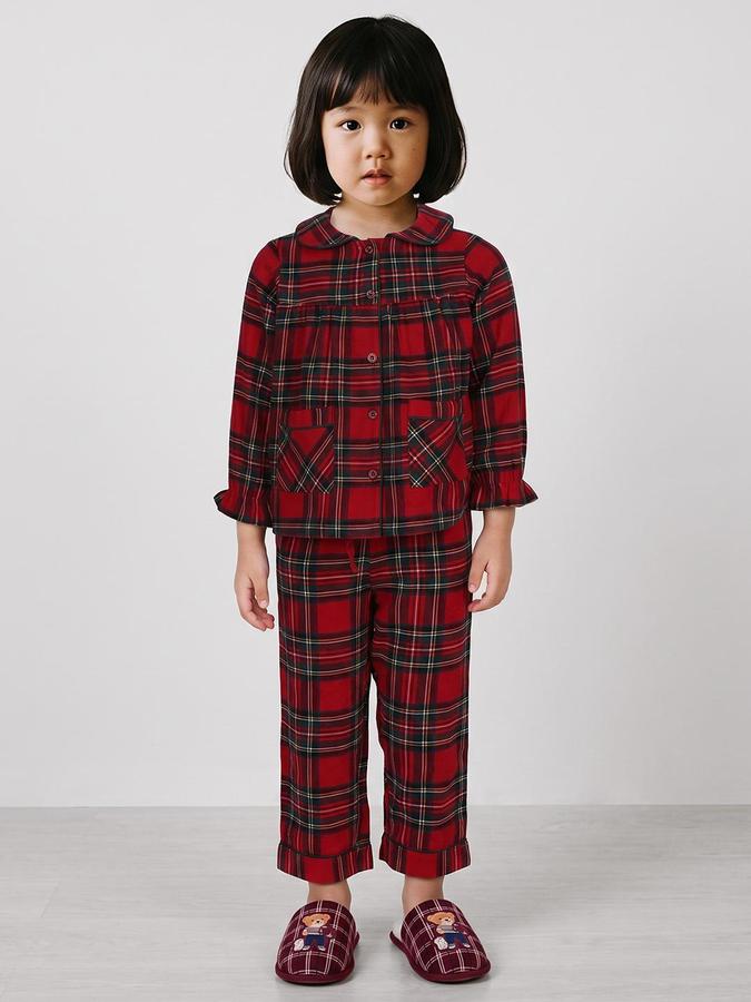 R&B Girls Red Check Long Sleeve Top and Pyjama Set
