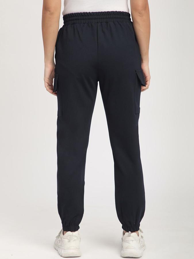 R&B Women Black Solid Jogger Fit Trousers
