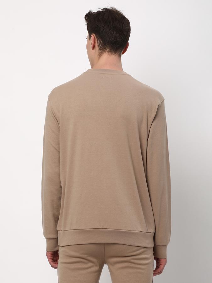 Men Cotton Regular Fit Crew Neck Solid Sweatshirt