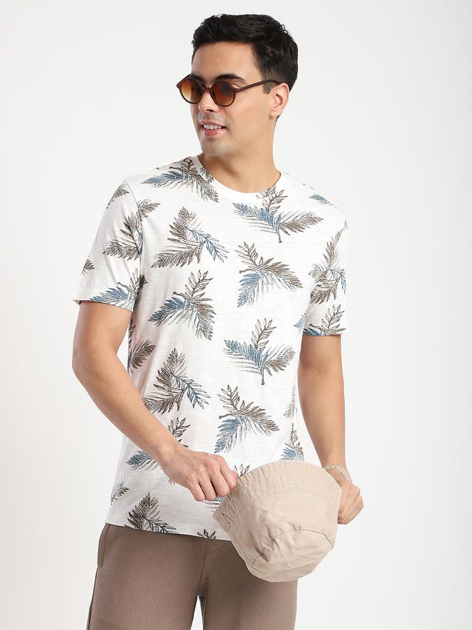 Men Cotton Regular Fit Crew Neck Printed T-shirt
