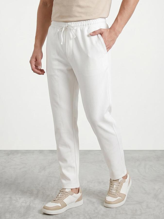 R&B Men's Ivory Regular Fit Trousers