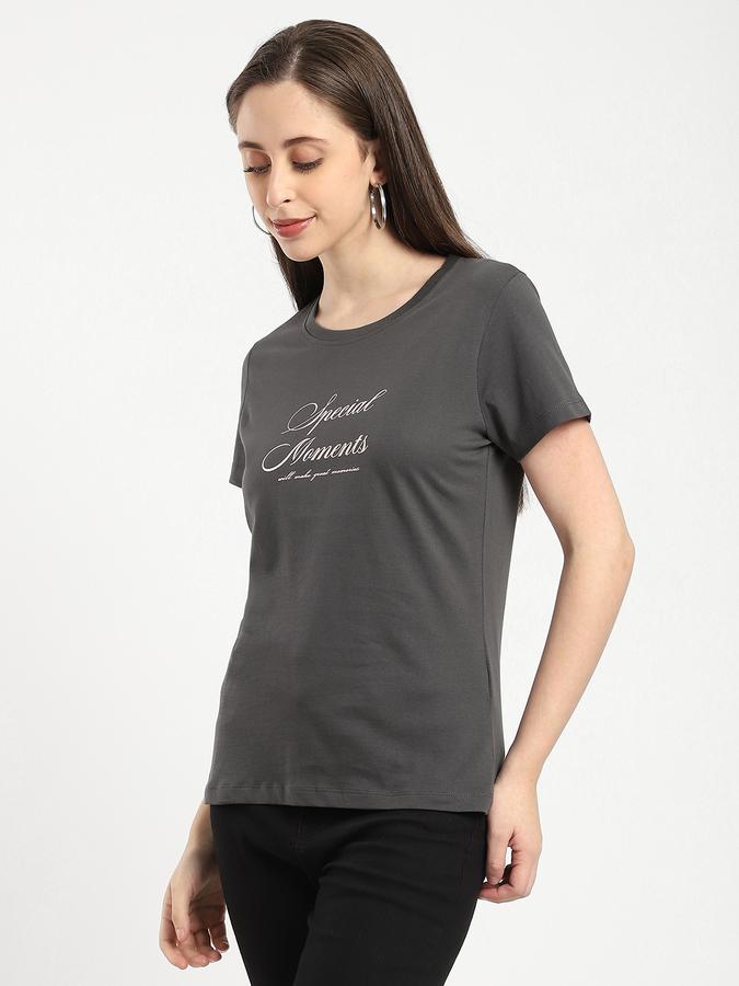 Women Cotton Regular Fit Crew Neck Graphic T-shirt