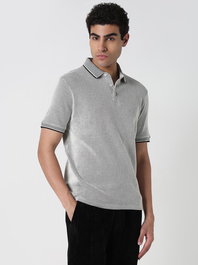 Striped Men Polo Neck T-Shirt image number 2
