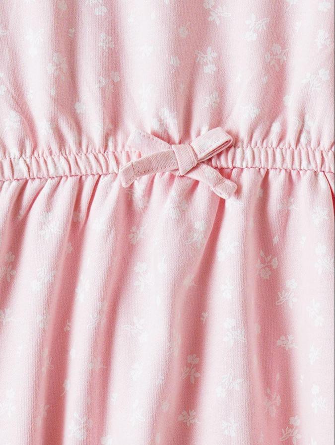 R&B Pink Floral Printed Girls Long Sleeves Dress