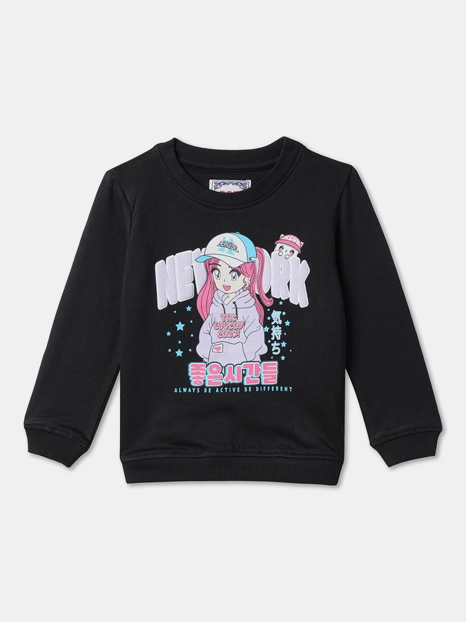 Girls Graphic Regular Fit Long Sleeve Crew Neck SweaT-Shirt