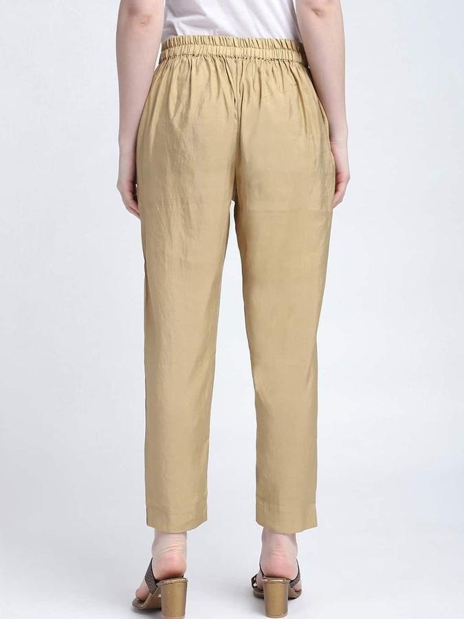 R&B Women Gold Solid Regular Fit Pants