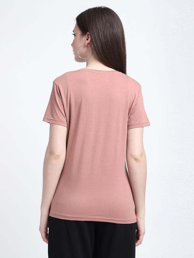 Women Cotton Blend Regular Fit Crew Neck Solid T-shirt