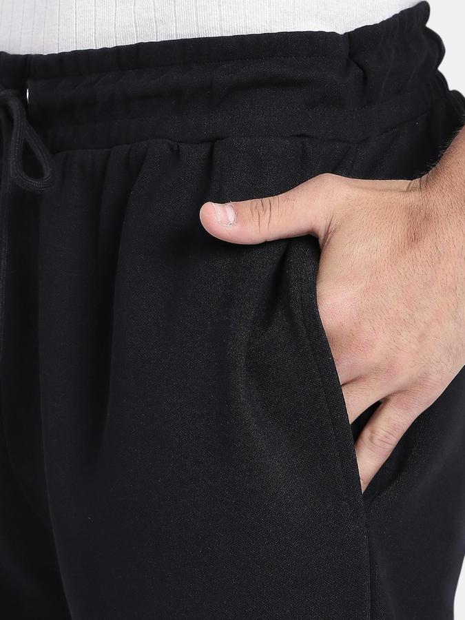 R&B Black Regular Fit Men Mid Rise Trouser