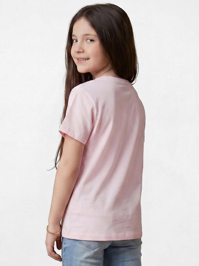 R&B Pink Girls Printed Short Sleeves Tshirt