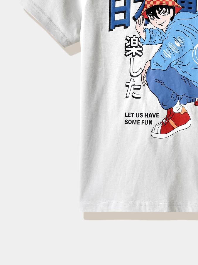 Boys Cotton Regular Fit Crew Neck Graphic T-shirt