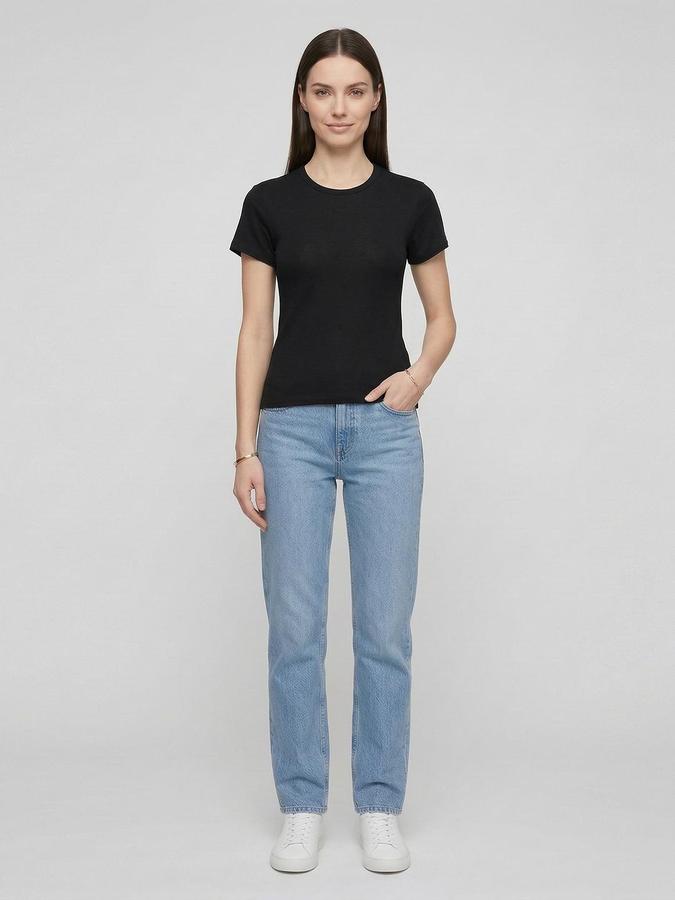 R&B Black Solid Women Fitted Top 