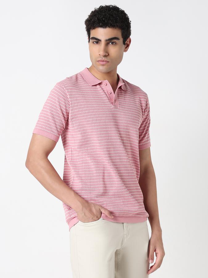 Striped Men Round Neck T-Shirt image number 3