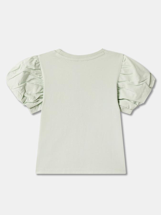 Girls Cotton Regular Fit Crew Neck Short Sleeve Graphic Top