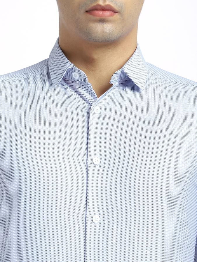 Men Polyester Blend Slim Fit Spread Collar Solid Shirt