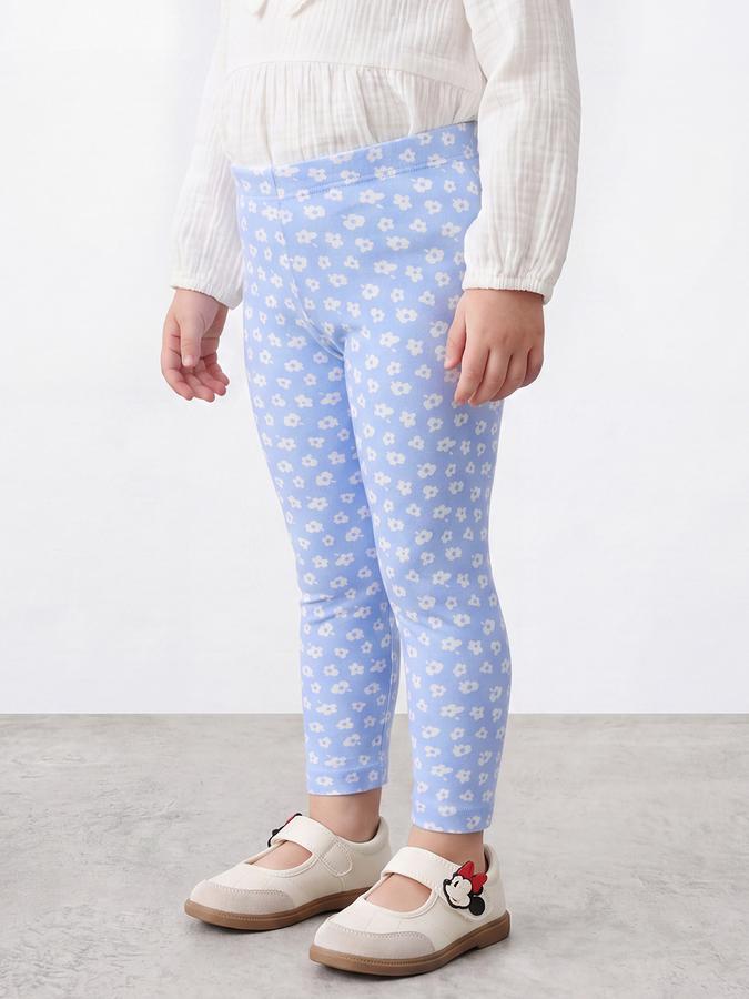 R&B Girls Blue Floral Print Elasticated Waist Leggings