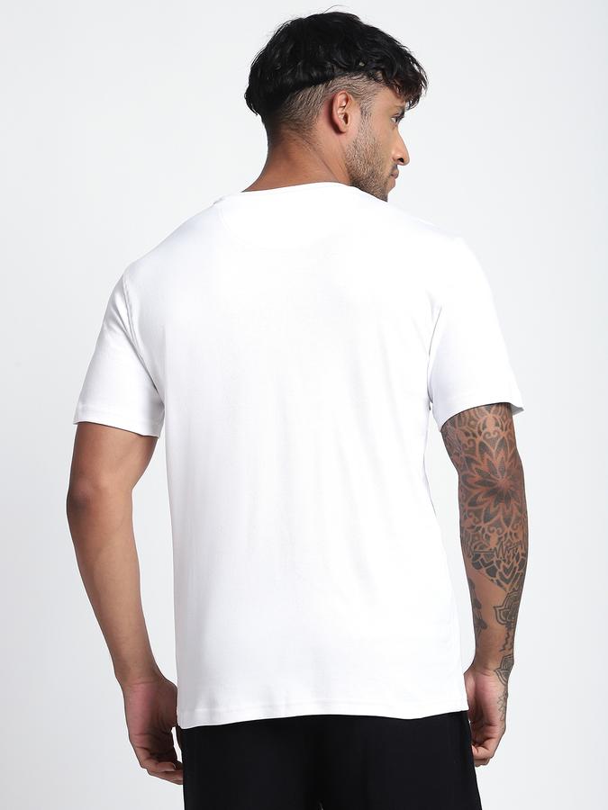 R&B Men's White Printed T-Shirt