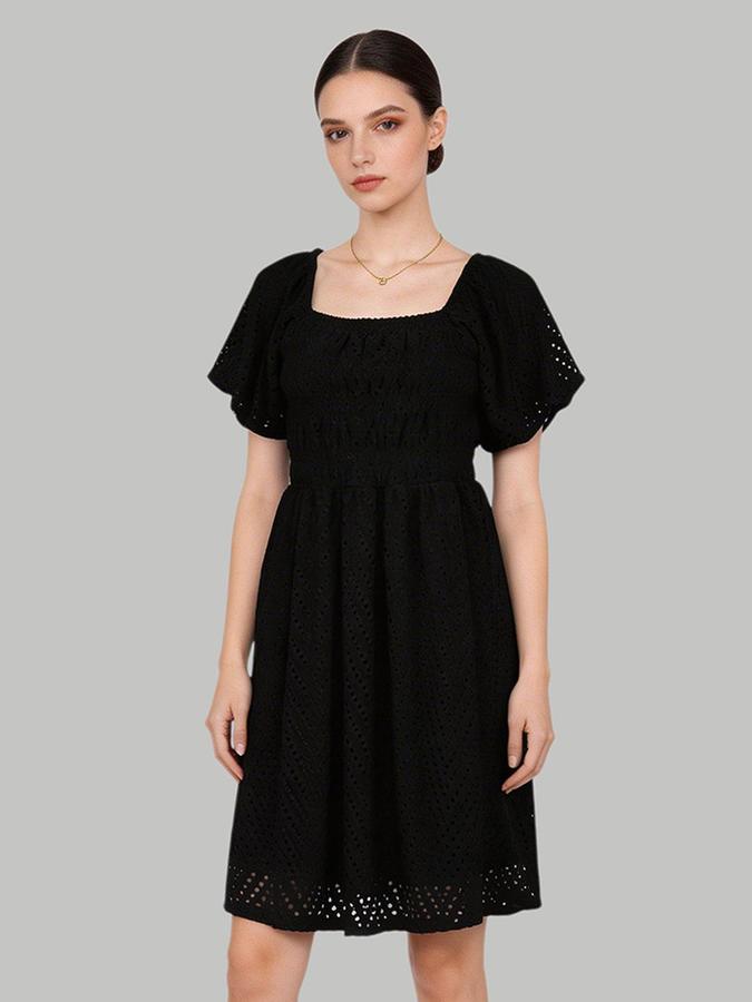 R&B Black Solid Women Regular fit Dress