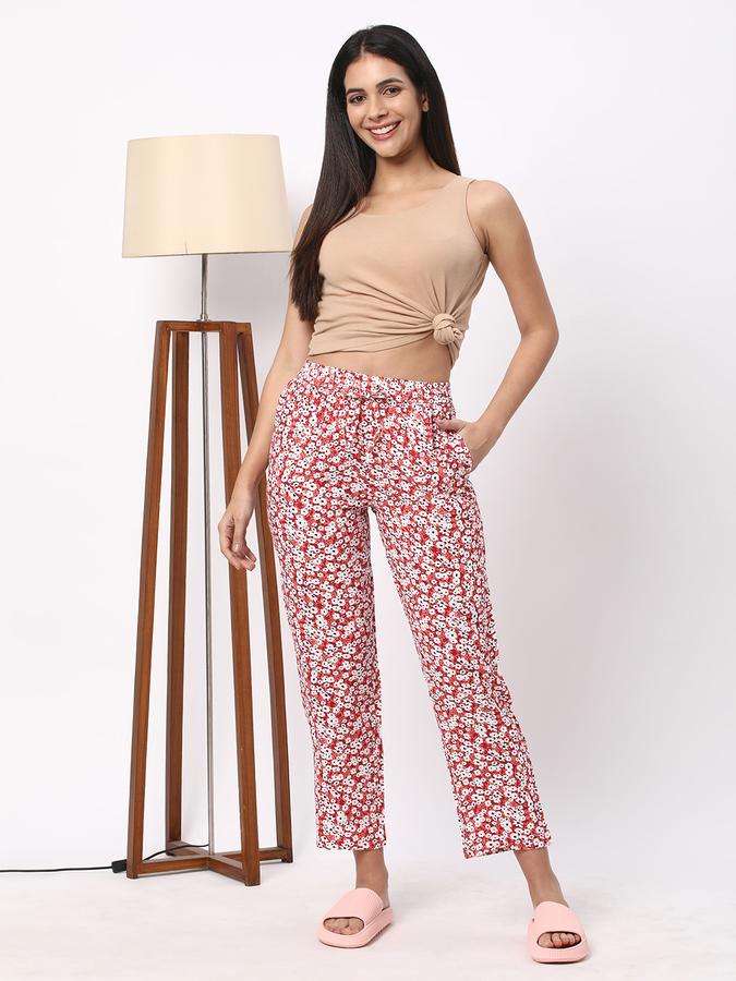 Women Rayon Regular Fit Drawstring Printed Capri Pants