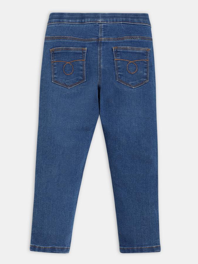 Girls Stretch Denim Skinny Fit Mid-Rise Solid Jeans
