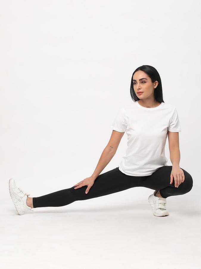 Women Cotton Relaxed Fit Crew Neck Solid T-shirt