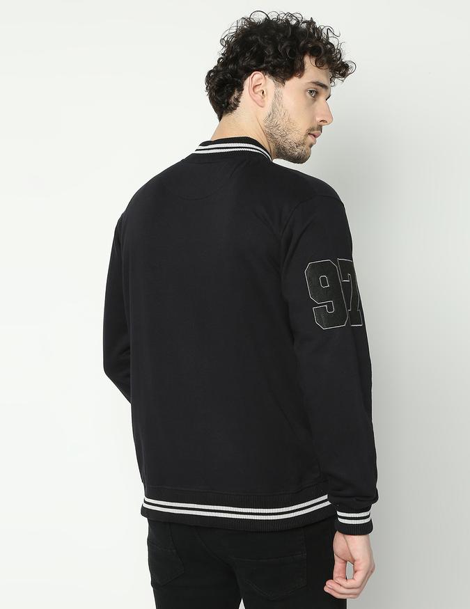 Men Regular Fit Typographic Print Bomber Jacket image number 3