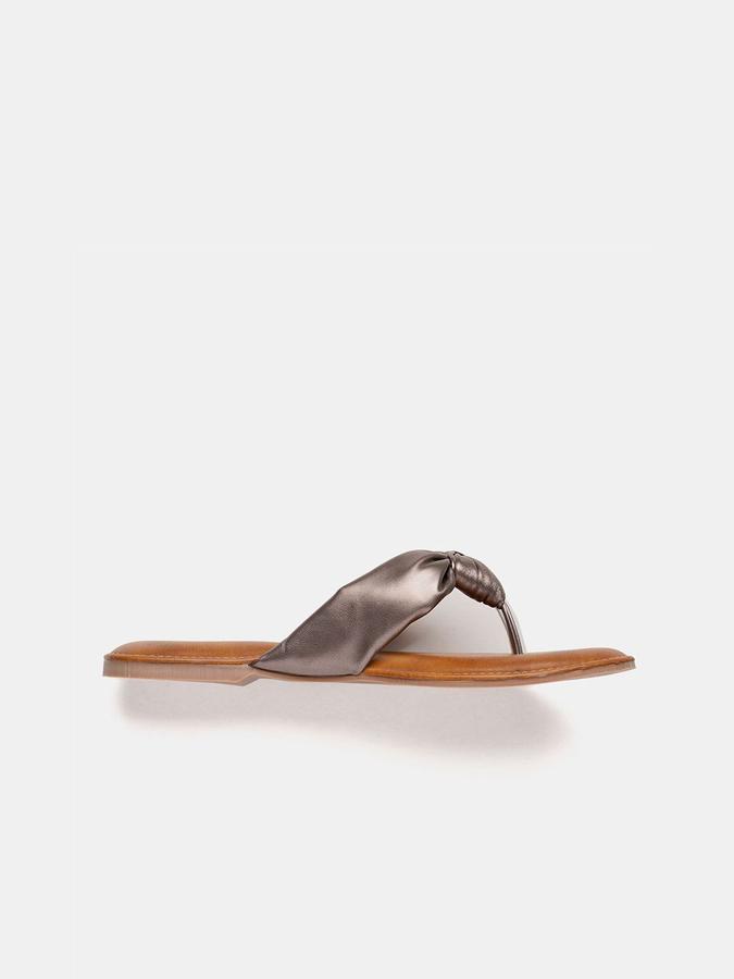 R&B Women Gun Metal Metallic Slip On Flats