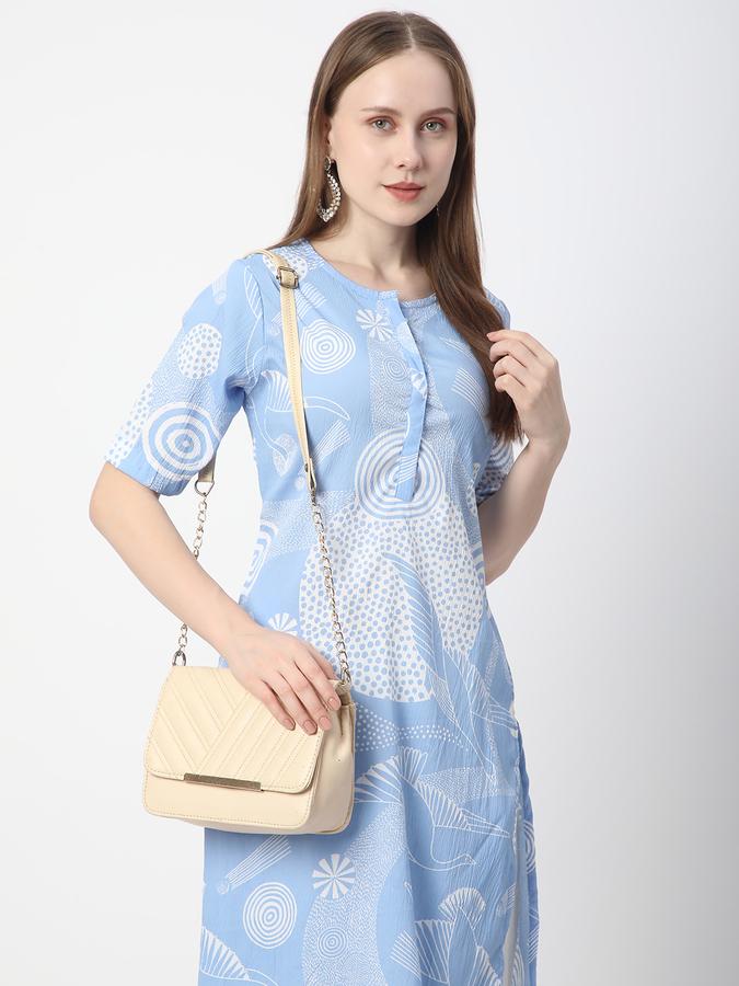 Women Crepe Regular Fit Henley Neck Printed Kurta