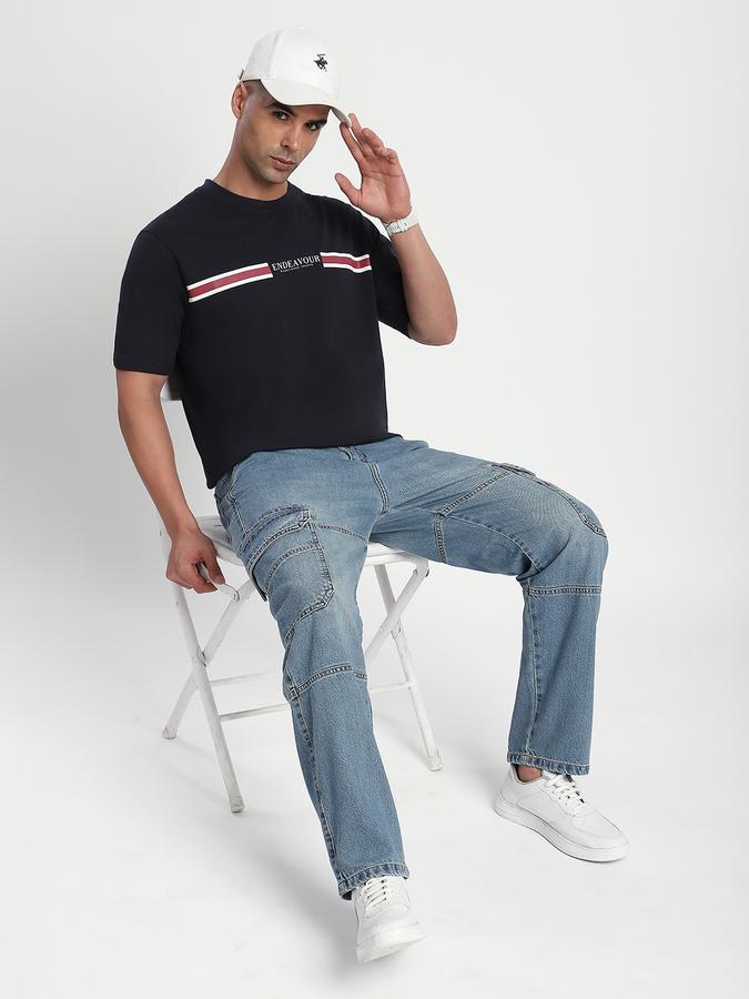 Men Cotton Relaxed Fit Crew Neck Graphic T-shirt