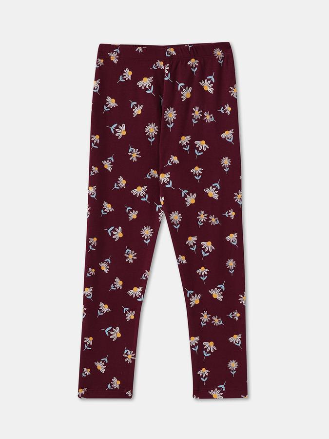 Girls Cotton Skinny Fit Elastic Waist Printed Leggings