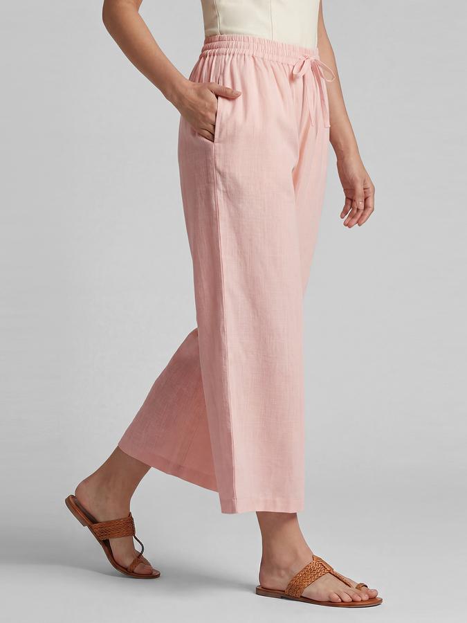 R&B Solid Pink Women Flared Palazzo