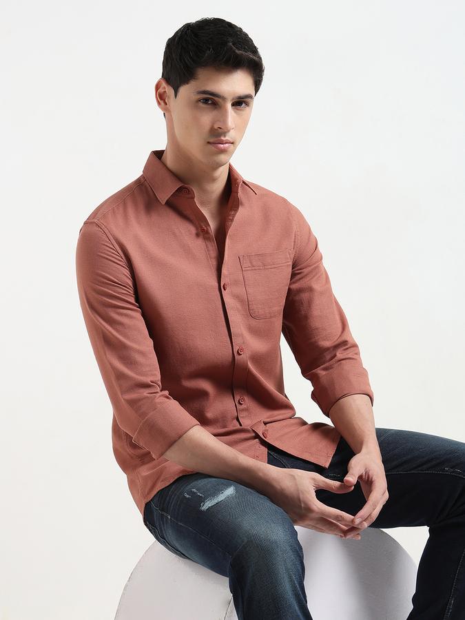 Men Textured Regular Fit Shirt with Patch Pocket
