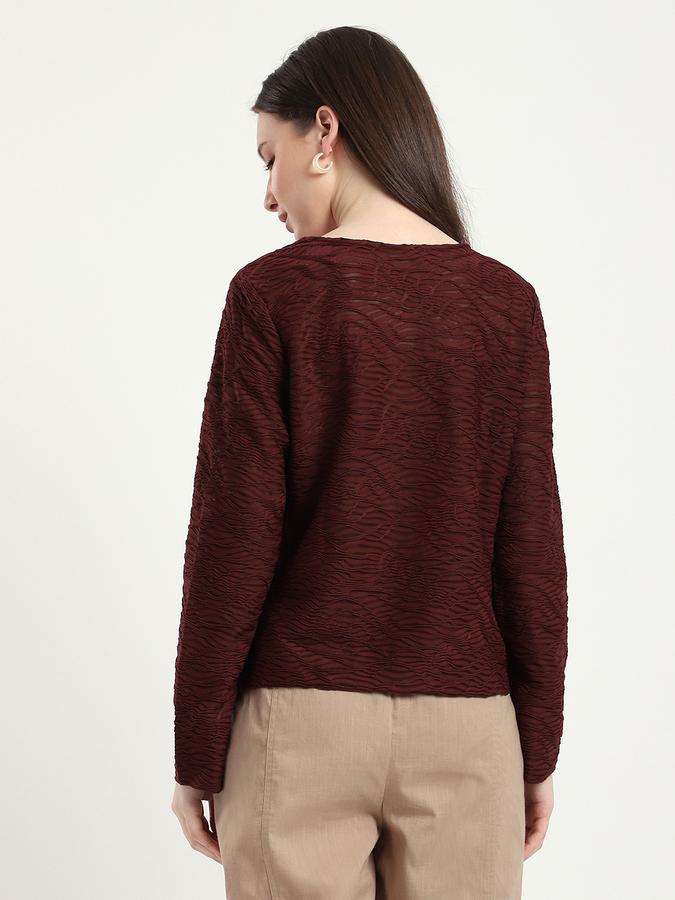 R&B Women Wine Textured Sweatshirt