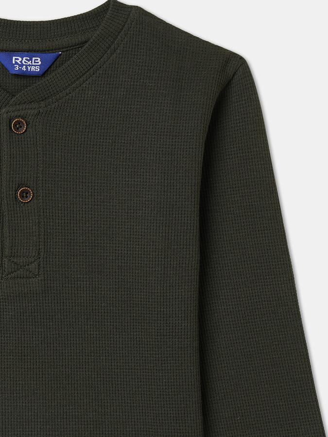 Boys Regular Fit Full Sleeve Henley Neck T-Shirt