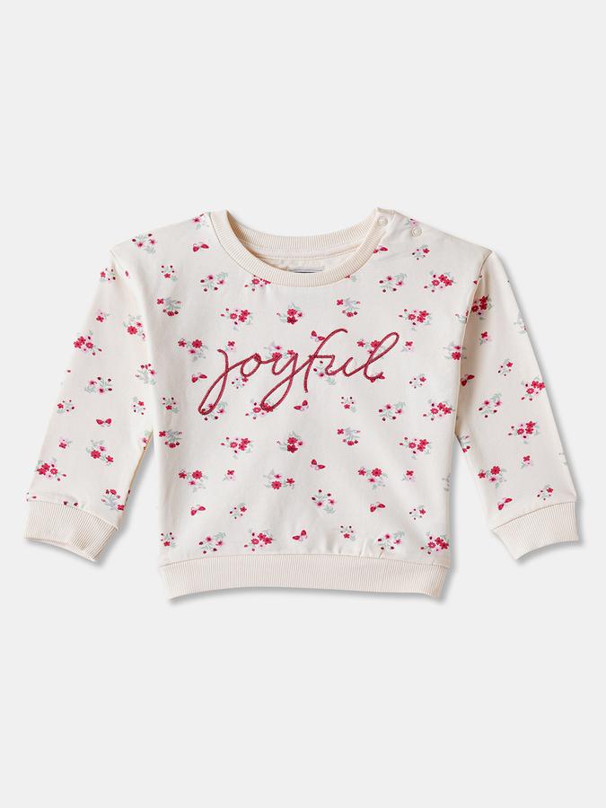 Girls Fleece Floral Sweatshirt And Trousers Set