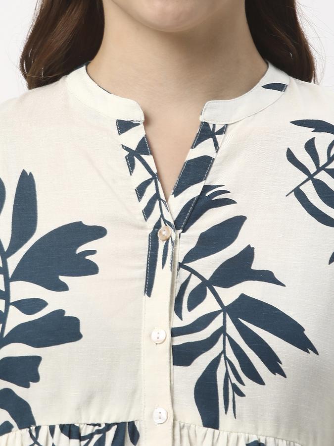 Women Rayon Regular Fit V-Neck Printed Ethnic Top