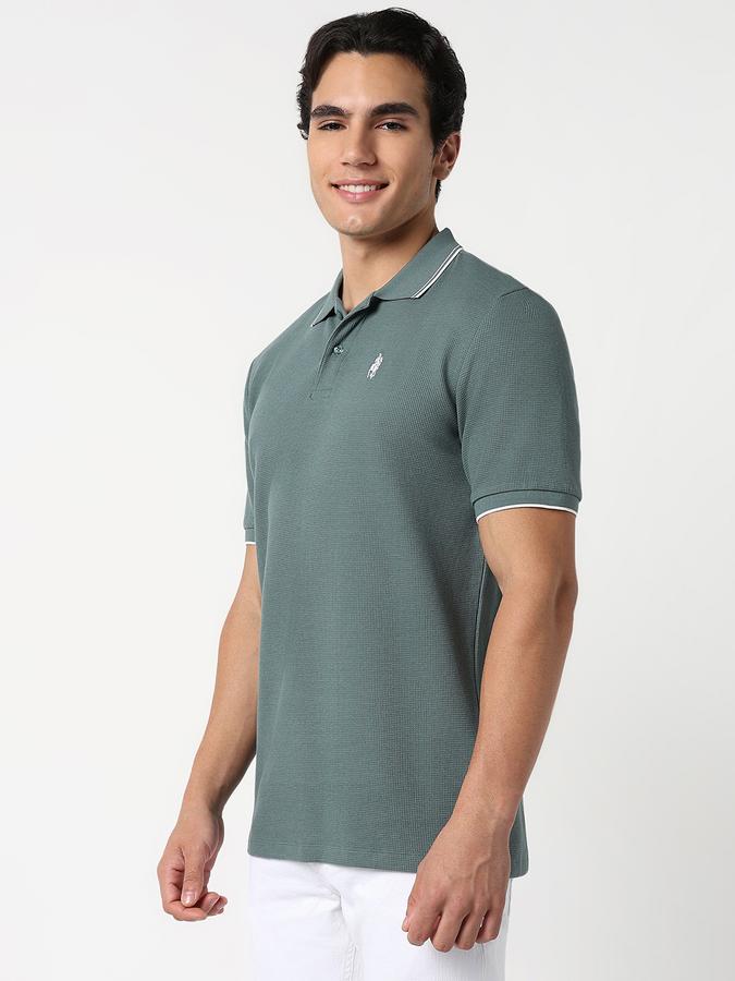 Self Design Men Peter Pan Collar T-Shirt image number 2