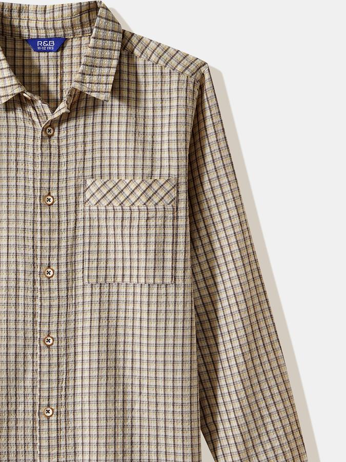 R&B Boys' Beige Checked Shirt