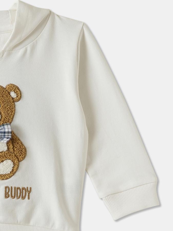 Boys Cotton Relaxed Fit Hooded Applique Hoodie