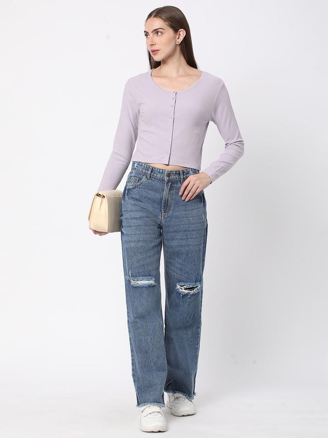 Women Ribbed Relaxed Fit Top image number 1