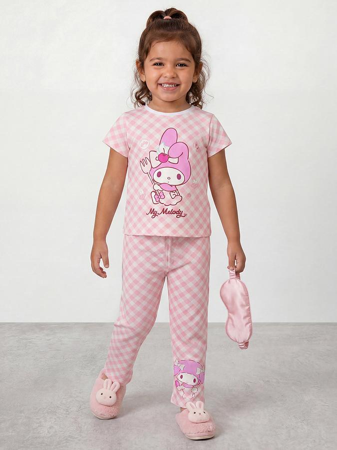 R&B Girls White Cinnamoroll Print Short Sleeves Pure Cotton T-shirt &amp; Pyjamas Set