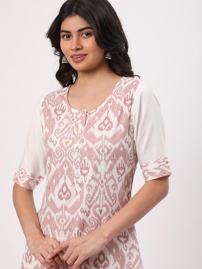 Women Rayon Regular Fit Round Neck Printed Kurta