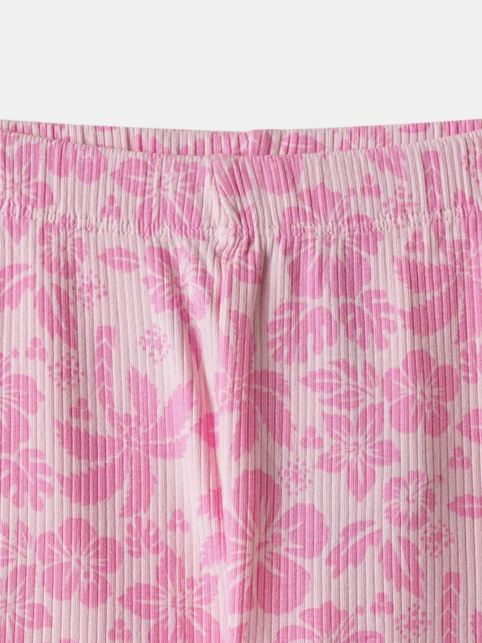 Girls Cotton Fitted Elastic Waist Printed Leggings