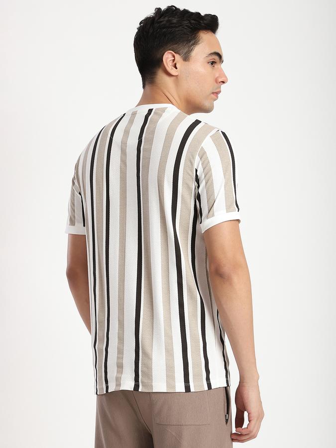 Men Cotton Regular Fit Crew Neck Striped T-shirt