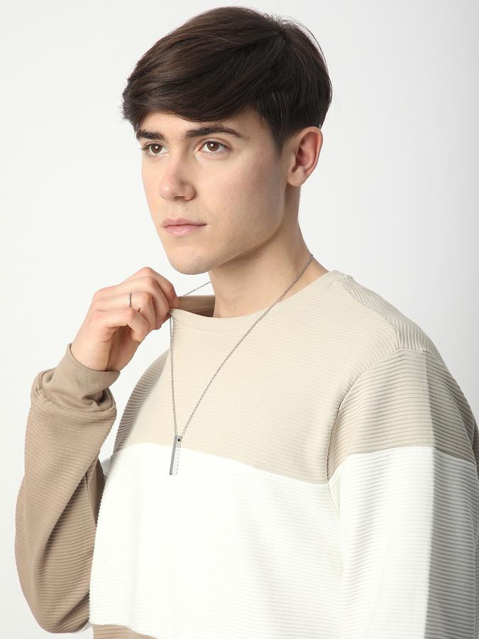 Men Cotton Regular Fit Crew Neck Colour Block Sweatshirt