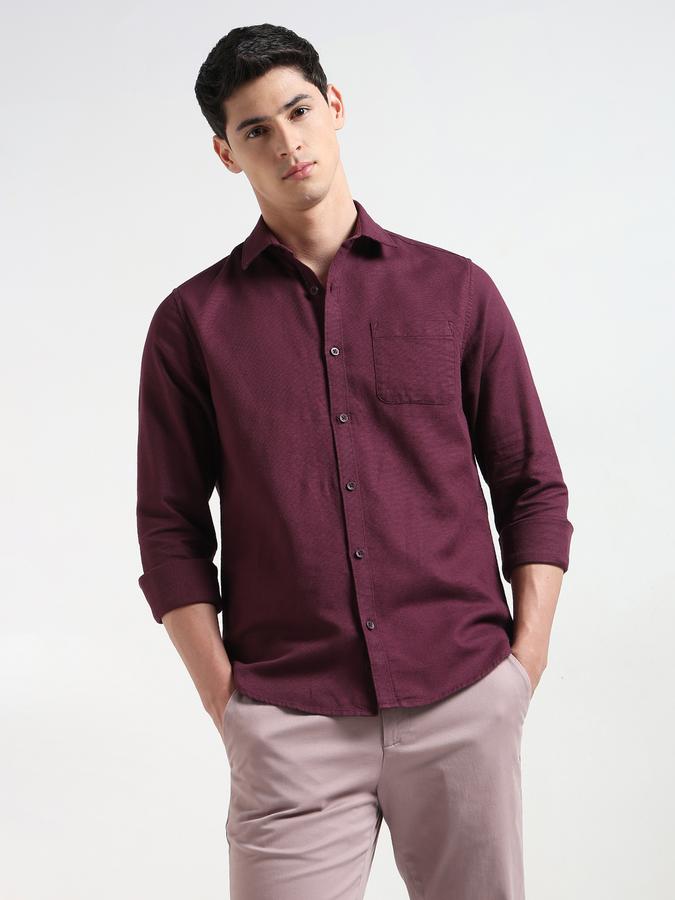 Men Textured Regular Fit Shirt with Patch Pocket