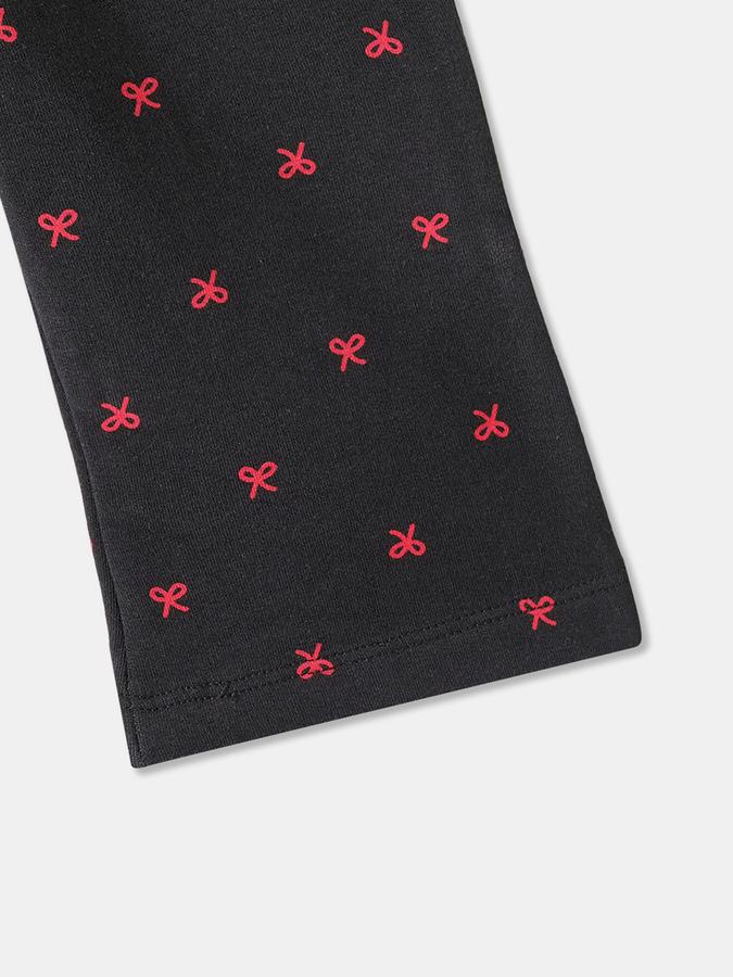 Girls Cotton Blend Skinny Fit Elastic Waist Printed Leggings