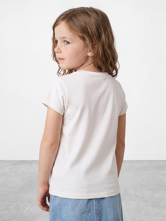 R&B Girls Cream Puff Typographic Print Short Sleeves Tshirt