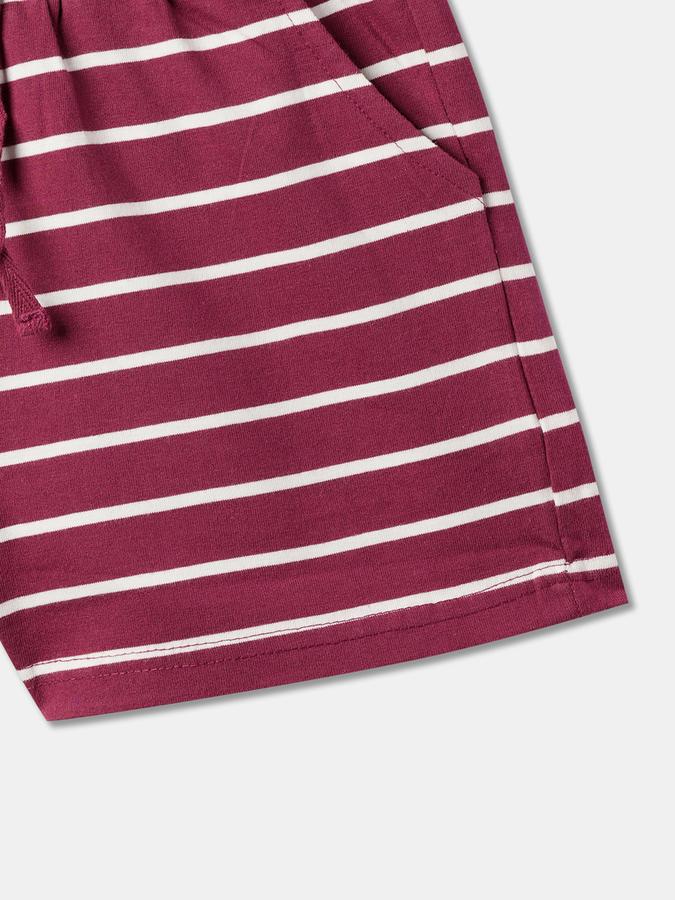 Girls Cotton Striped Mid-Waist Clean Hem Shorts