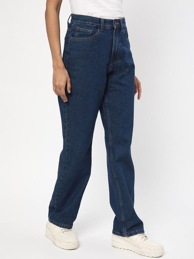 R&B Women Dark Blue Straight Fit Mid-Rise Jeans